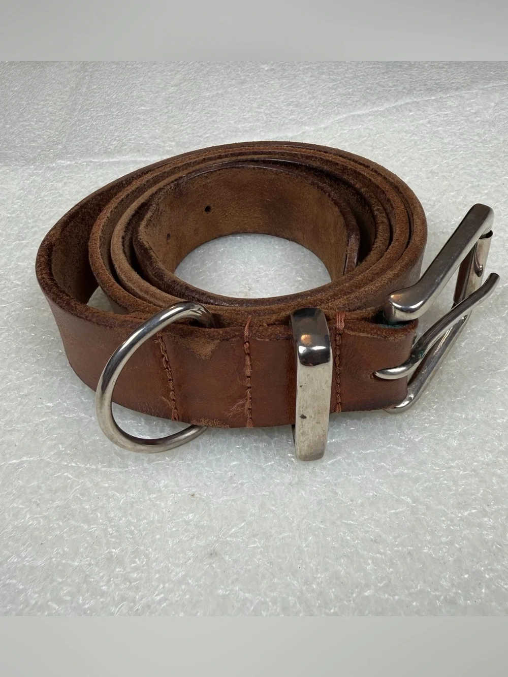 Vintage Polo Ralph Lauren Men’s 38 Brown Leather Clasp And D-Ring Belt note